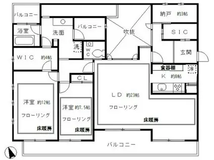 TESORO麻布笄町(2SLDK/2階)の間取り写真