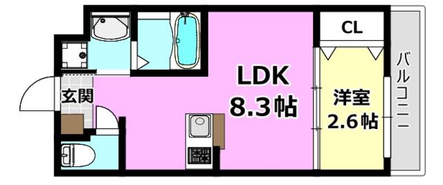 リアコート千里丘I ノース(1LDK/3階)の間取り写真