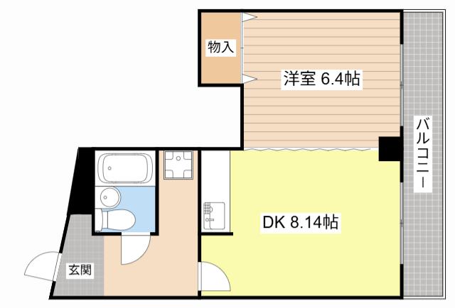 カーサ清水花(1DK/4階)の間取り写真