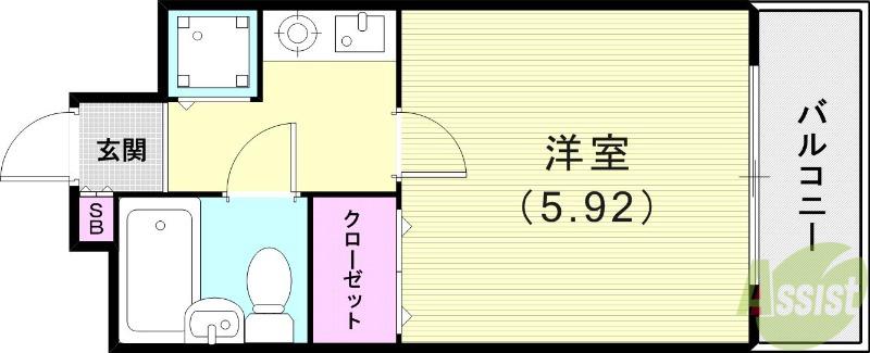 プレステージ住吉(1K/3階)の間取り写真