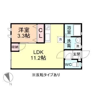 ラ・カーザ・デル・クオーレ(1LDK/1階)の間取り写真