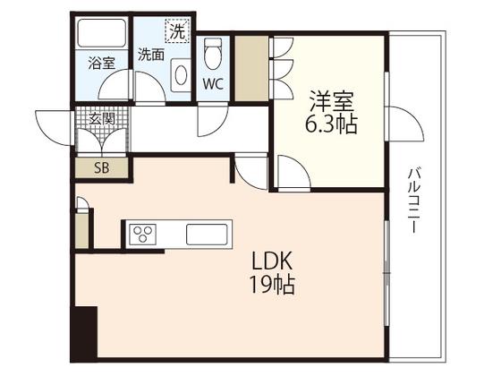 ザ・広島タワー(1LDK/18階)の間取り写真
