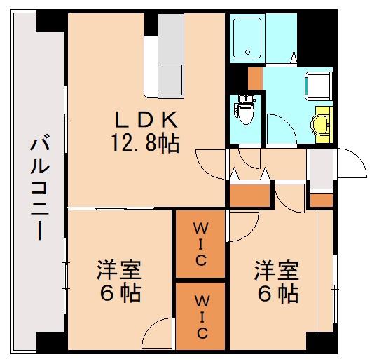 レブリアント板付(2LDK/8階)の間取り写真