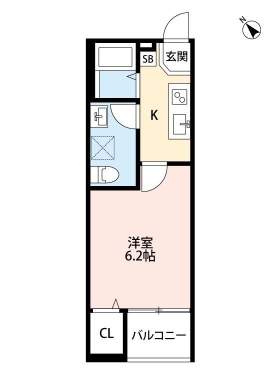 ANGE西所沢(1K/3階)の間取り写真