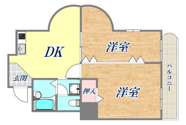 ロングライフパート3(2DK/3階)の間取り写真