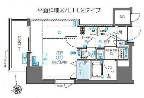 ZOOM東新宿(1K/11階)の間取り写真