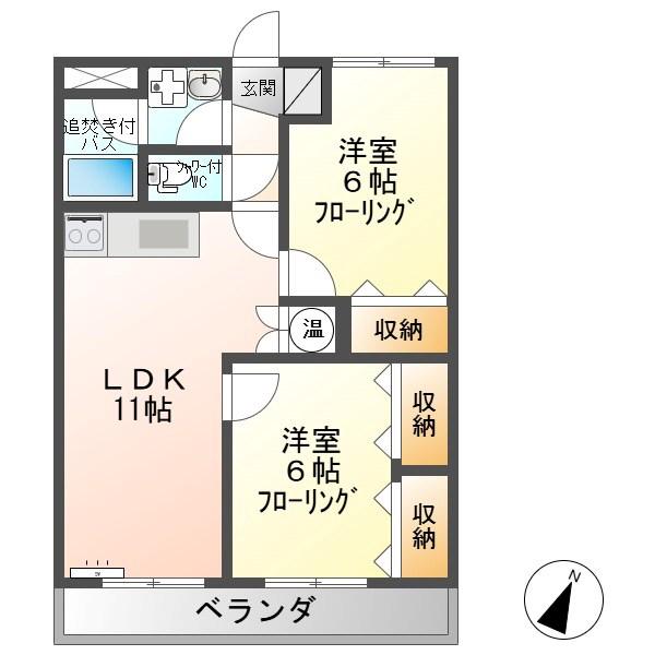 オーブ・ドゥ・光繁II(2LDK/3階)の間取り写真
