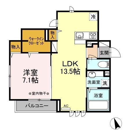 パレス立川柴崎町(1LDK/3階)の間取り写真