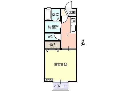 アムール小白川(1K/2階)の間取り写真