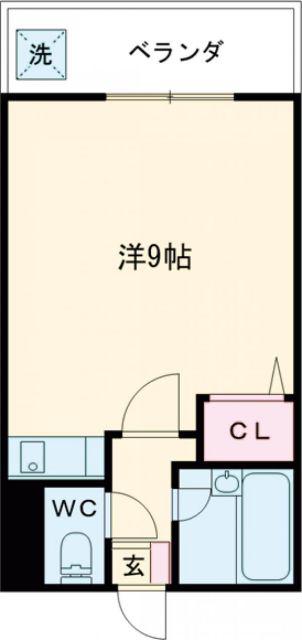 アップルハウス(ワンルーム/2階)の間取り写真