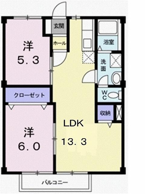 ドミールマイン(2LDK/2階)の間取り写真