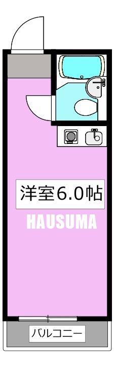 ウエストインパート13(ワンルーム/2階)の間取り写真