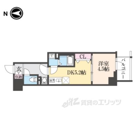 エステムコート京都ステーションⅡ(1DK/2階)の間取り写真