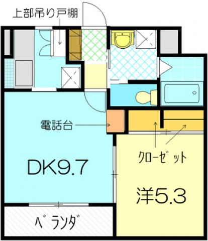 エターナル下見(1DK/3階)の間取り写真