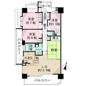 藤和シティホームズ本郷公園南(4LDK/13階)の間取り写真