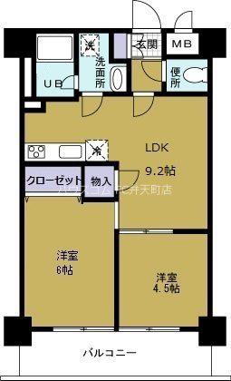 第10柴田ビル(2LDK/7階)の間取り写真