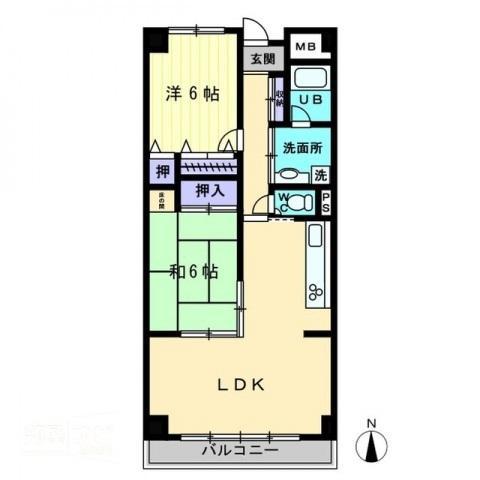 ロイヤルガーデン桜町(2LDK/4階)の間取り写真