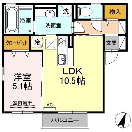 グロワール(1LDK/1階)の間取り写真