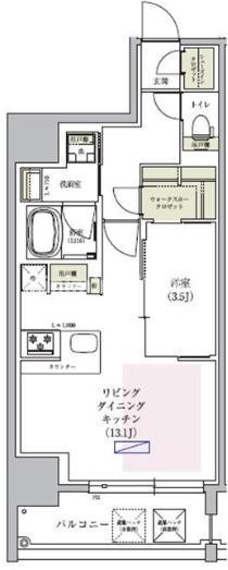 アーバネックス谷町四丁目(1LDK/2階)の間取り写真