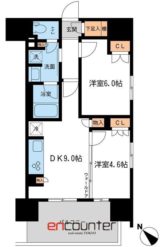 BLESS宮崎台(2DK/14階)の間取り写真