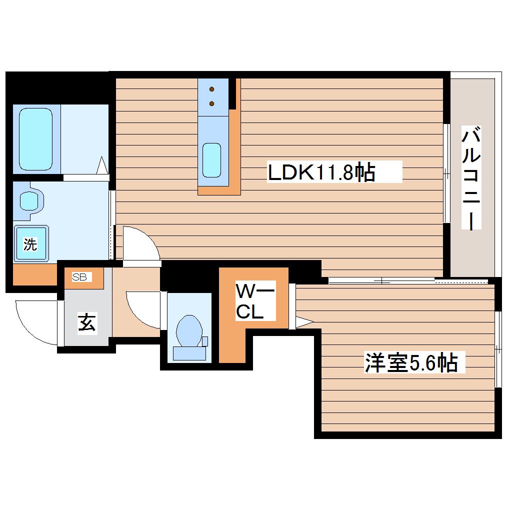 LONGRIVER四郎丸(1LDK/1階)の間取り写真