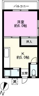 光ハイツ(1K/2階)の間取り写真