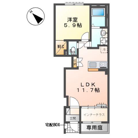 MAISON CHOU CHOU(1LDK/1階)の間取り写真