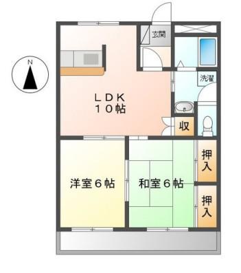 ネオパリエA(2LDK/2階)の間取り写真