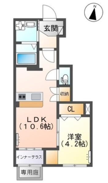 レコルト(1LDK/1階)の間取り写真