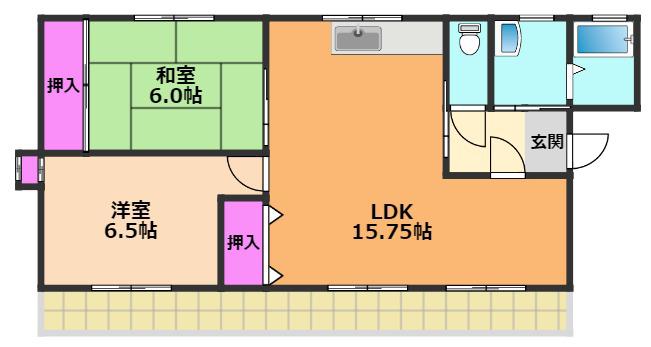 西町ハイツ(2LDK/3階)の間取り写真