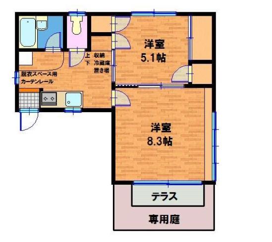 ＪＲ南武線 矢野口駅 徒歩4分 2階建 築38年(2DK/1階)の間取り写真