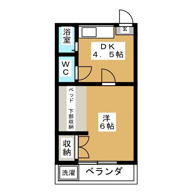 ハイツヤヨイ(1DK/2階)の間取り写真