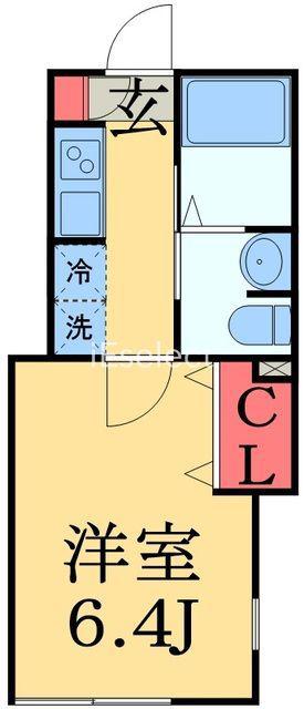 PROUD COURT 稲毛(1K/1階)の間取り写真
