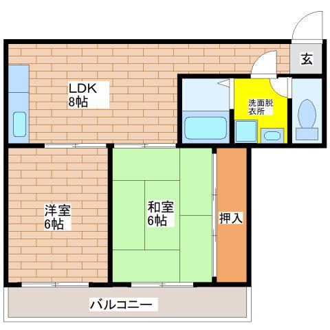 アベニュー田島(2LDK/3階)の間取り写真