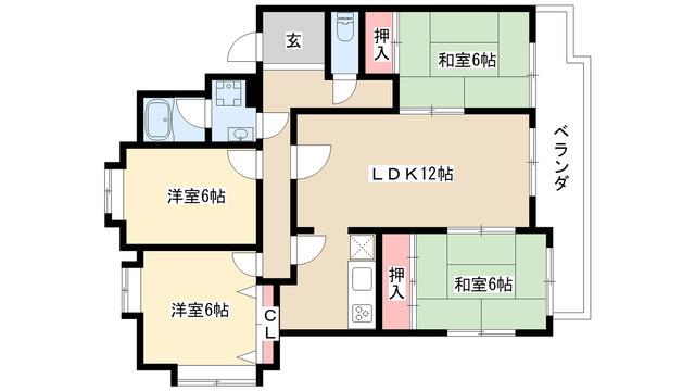グリーンシティ高峯(4LDK/1階)の間取り写真