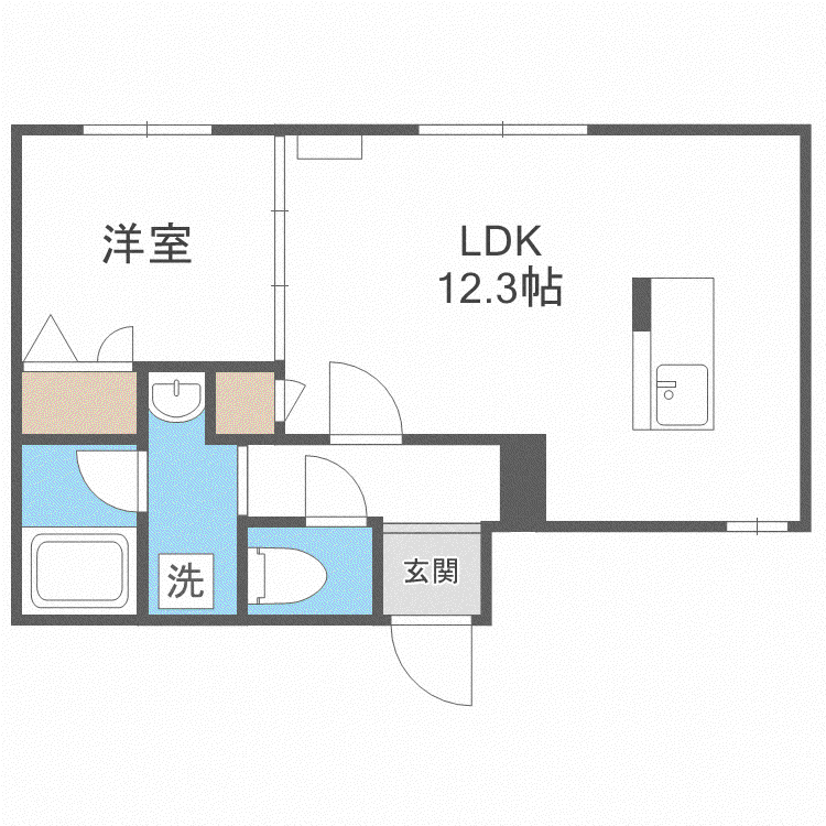 エルシア北2条(1LDK/4階)の間取り写真