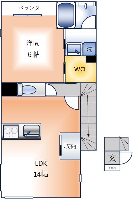 プロキオン(1LDK/2階)の間取り写真