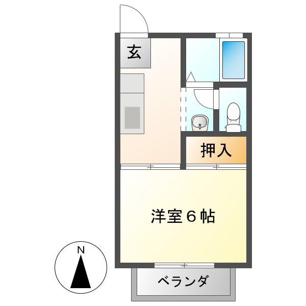 ロイヤル関(1K/2階)の間取り写真