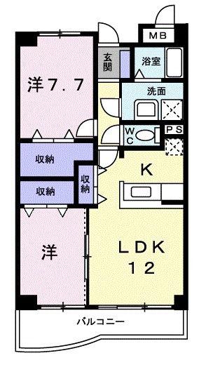 セントラルパーク(2LDK/2階)の間取り写真