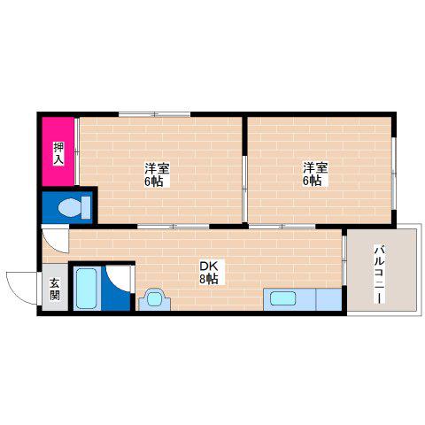 にしきマンション(2DK/1階)の間取り写真