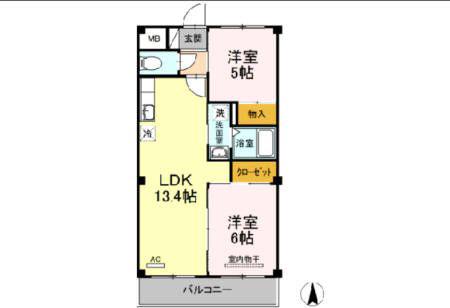 ダイワハウス外山(2LDK/1階)の間取り写真
