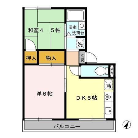 メゾンベルジュール(2DK/2階)の間取り写真