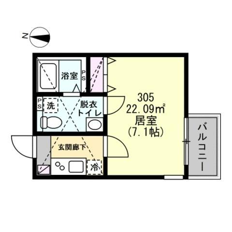 リバティヒルズ(ワンルーム/2階)の間取り写真