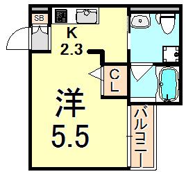 SPRINGCOASTIII(ワンルーム/2階)の間取り写真