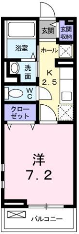 キルシュ ブラウ(1K/2階)の間取り写真