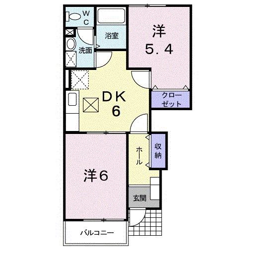 ボンジュール(2DK/1階)の間取り写真