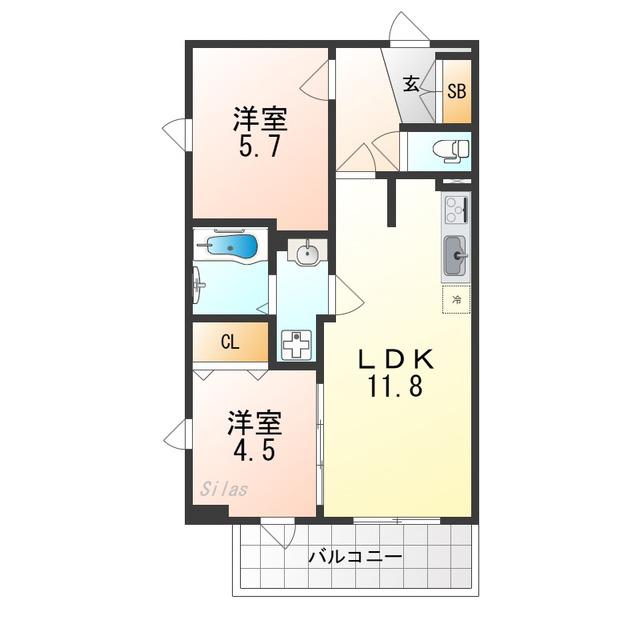 プレステージ14番館(2LDK/8階)の間取り写真