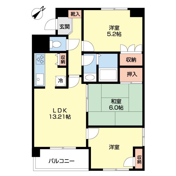 幕張イースト(3LDK/1階)の間取り写真