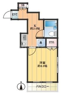 アパルトマン蓮根(1K/2階)の間取り写真