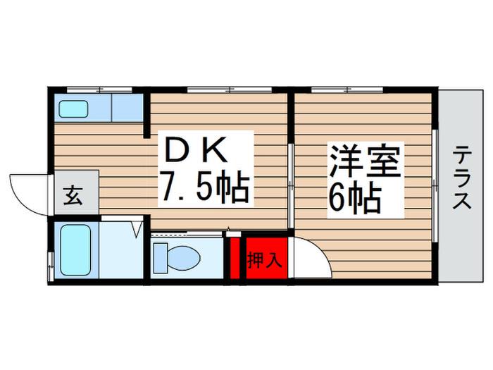 コーポおおかわら(1DK/1階)の間取り写真